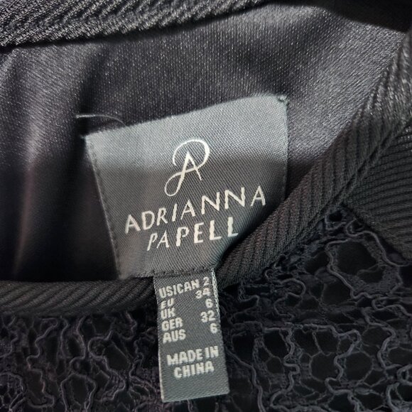 Adrianna Papell Black Cap Sleeve Dress Party Work Cocktail Slim Fit - Size 2 - Picture 3 of 10